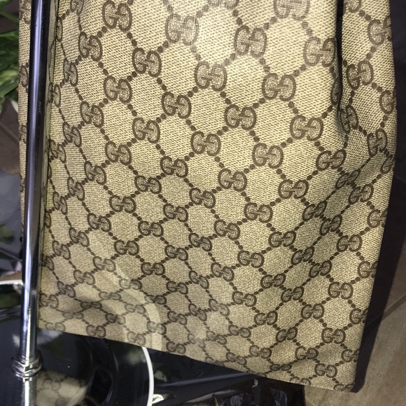 AUTHENTIC VINTAGE COATED CANVAS GUCCI DRAWSTRING BAG - Picture 8 of 17